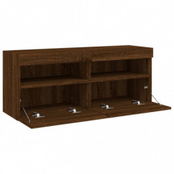 TV-Wandschrank mit LED-Leuchten Braun Eichen-Optik 100x30x40 cm