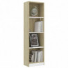 Bücherregal 4 Fächer Weiß Sonoma-Eiche 40x24x142 Holzwerkstoff