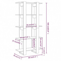 Bücherregal/Raumteiler Braun Eiche 80x30x160 cm Holzwerkstoff