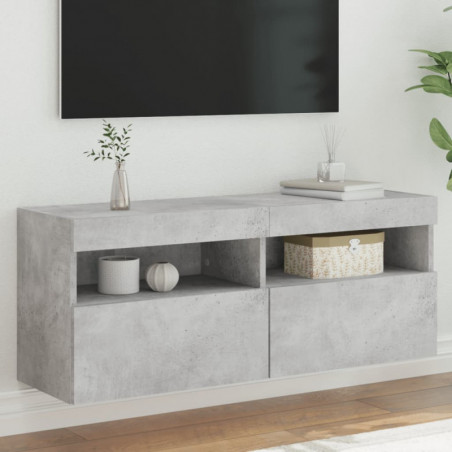 TV-Wandschrank mit LED-Leuchten Betongrau 100x30x40 cm