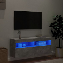 TV-Wandschrank mit LED-Leuchten Betongrau 100x30x40 cm