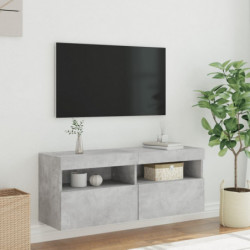 TV-Wandschrank mit LED-Leuchten Betongrau 100x30x40 cm