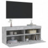 TV-Wandschrank mit LED-Leuchten Betongrau 100x30x40 cm