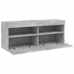 TV-Wandschrank mit LED-Leuchten Betongrau 100x30x40 cm