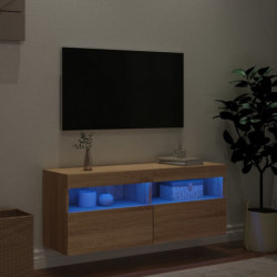 TV-Wandschrank mit LED-Leuchten Sonoma-Eiche 100x30x40 cm