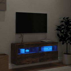 TV-Wandschrank mit LED-Leuchten Räuchereiche 100x30x40 cm