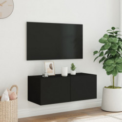 TV-Wandschrank mit LED-Leuchten Schwarz 80x35x31 cm