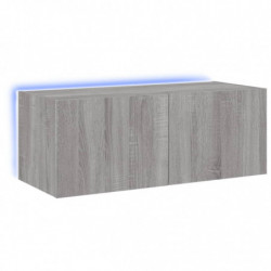 TV-Wandschrank mit LED-Leuchten Grau Sonoma 80x35x31 cm