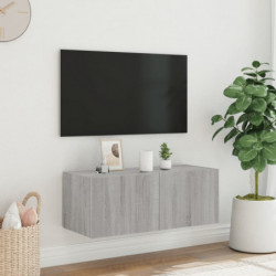 TV-Wandschrank mit LED-Leuchten Grau Sonoma 80x35x31 cm