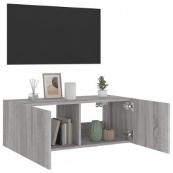 TV-Wandschrank mit LED-Leuchten Grau Sonoma 80x35x31 cm