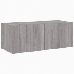 TV-Wandschrank mit LED-Leuchten Grau Sonoma 80x35x31 cm