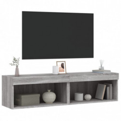 TV-Schränke mit LED-Leuchten 2 Stk. Grau Sonoma 60x30x30 cm