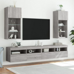 TV-Schrank mit LED-Leuchten Grau Sonoma 40,5x30x90 cm