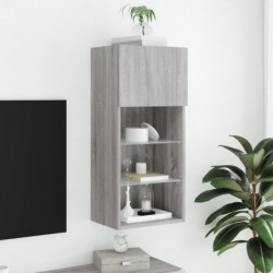 TV-Schrank mit LED-Leuchten Grau Sonoma 40,5x30x90 cm