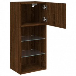 TV-Schrank mit LED-Leuchten Braun Eichen-Optik 40,5x30x90 cm