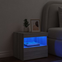 Nachttisch mit LED-Leuchten Grau Sonoma 50x40x45 cm