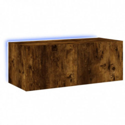 TV-Wandschrank mit LED-Leuchten Räuchereiche 80x35x31 cm