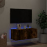 TV-Wandschrank mit LED-Leuchten Räuchereiche 80x35x31 cm