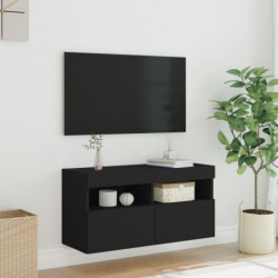 TV-Wandschrank mit LED-Leuchten Schwarz 80x30x40 cm