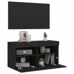 TV-Wandschrank mit LED-Leuchten Schwarz 80x30x40 cm