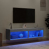TV-Schränke mit LED-Leuchten 2 Stk. Betongrau 60x30x30 cm