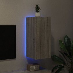 TV-Wandschrank mit LED-Leuchten Grau Sonoma 30,5x35x70 cm