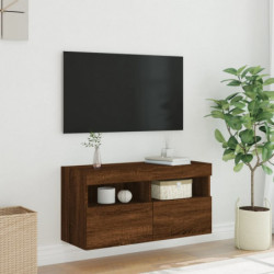 TV-Wandschrank mit LED-Leuchten Braun Eichen-Optik 80x30x40 cm