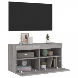TV-Wandschrank mit LED-Leuchten Grau Sonoma 80x30x40 cm