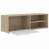 TV-Schrank Weiß und Sonoma-Eiche 120x34x37 cm Holzwerkstoff