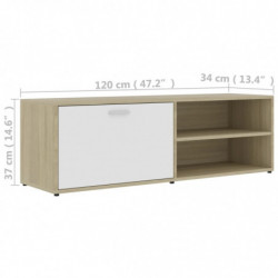 TV-Schrank Weiß und Sonoma-Eiche 120x34x37 cm Holzwerkstoff