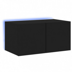 TV-Wandschrank mit LED-Leuchten Schwarz 60x35x31 cm