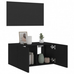 TV-Wandschrank mit LED-Leuchten Schwarz 60x35x31 cm