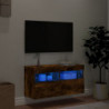 TV-Wandschrank mit LED-Leuchten Räuchereiche 80x30x40 cm