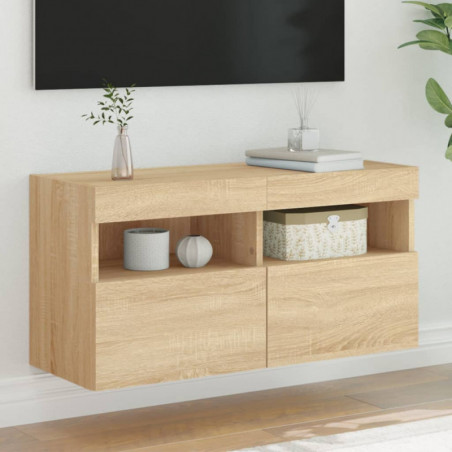 TV-Wandschrank mit LED-Leuchten Sonoma-Eiche 80x30x40 cm