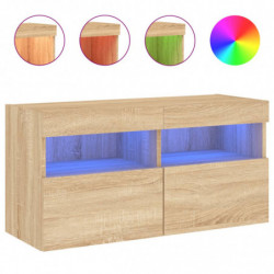 TV-Wandschrank mit LED-Leuchten Sonoma-Eiche 80x30x40 cm