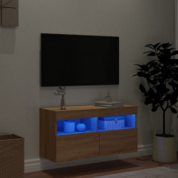 TV-Wandschrank mit LED-Leuchten Sonoma-Eiche 80x30x40 cm