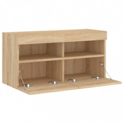 TV-Wandschrank mit LED-Leuchten Sonoma-Eiche 80x30x40 cm