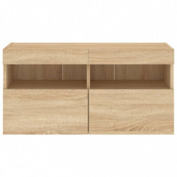 TV-Wandschrank mit LED-Leuchten Sonoma-Eiche 80x30x40 cm