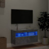 TV-Wandschrank mit LED-Leuchten Betongrau 80x30x40 cm