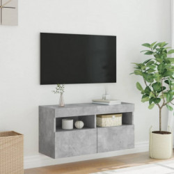 TV-Wandschrank mit LED-Leuchten Betongrau 80x30x40 cm