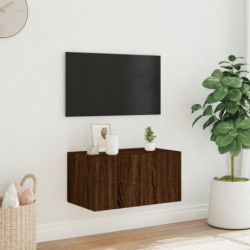 TV-Wandschrank mit LED-Leuchten Braun Eichen-Optik 60x35x31 cm