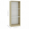 Bücherregal 3 Fächer Weiß Sonoma-Eiche 40x24x108 Holzwerkstoff