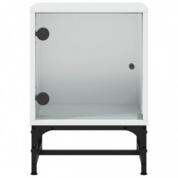 Nachttisch mit Glastür Weiß 35x37x50 cm