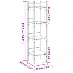 Bücherregal 4 Böden Grau Sonoma 35x30x138,5 cm Holzwerkstoff