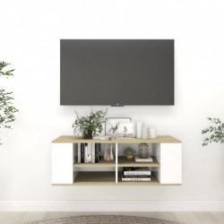 TV-Wandschrank Weiß Sonoma-Eiche 102x35x35 cm Holzwerkstoff