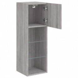 TV-Schrank mit LED-Leuchten Grau Sonoma 30,5x30x90 cm