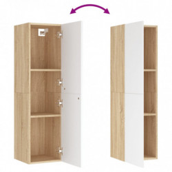 TV-Schrank Weiß und Sonoma-Eiche 30,5x30x110 cm Holzwerkstoff