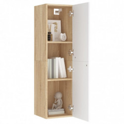 TV-Schrank Weiß und Sonoma-Eiche 30,5x30x110 cm Holzwerkstoff