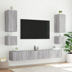 TV-Wandschrank mit LED-Leuchten Grau Sonoma 40,5x35x40 cm