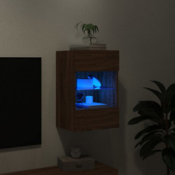 TV-Wandschrank mit LED-Leuchten Braun Eichen-Optik 40x30x60,5cm